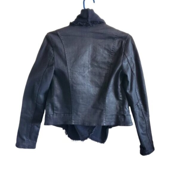Free People Black Comb Waterfall Draped Moto Jacket Size 2 - Picture 4 of 13
